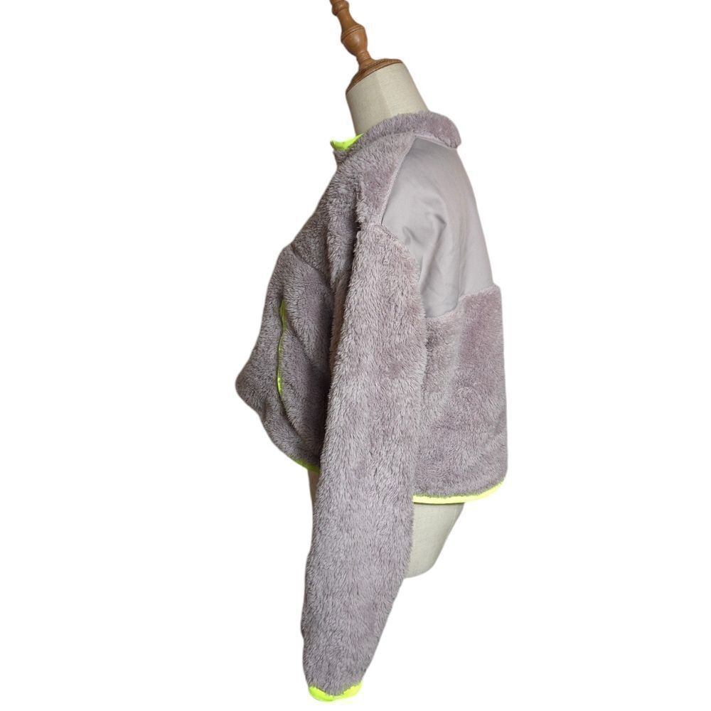 Nike Tan Cropped Quarter Zip Fleece with Green Accents - Picture 5 of 8